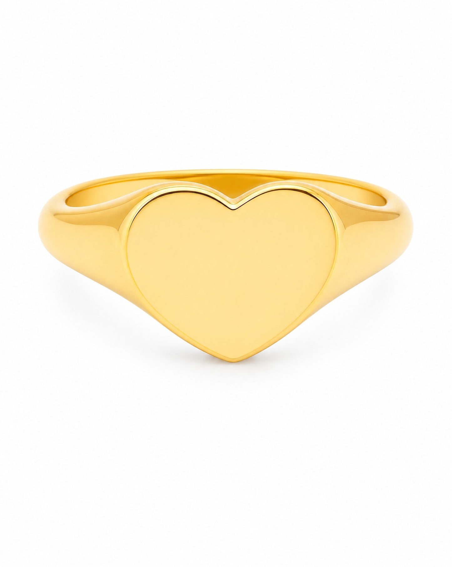 14K Yellow Gold Covered Heart Signet Ring