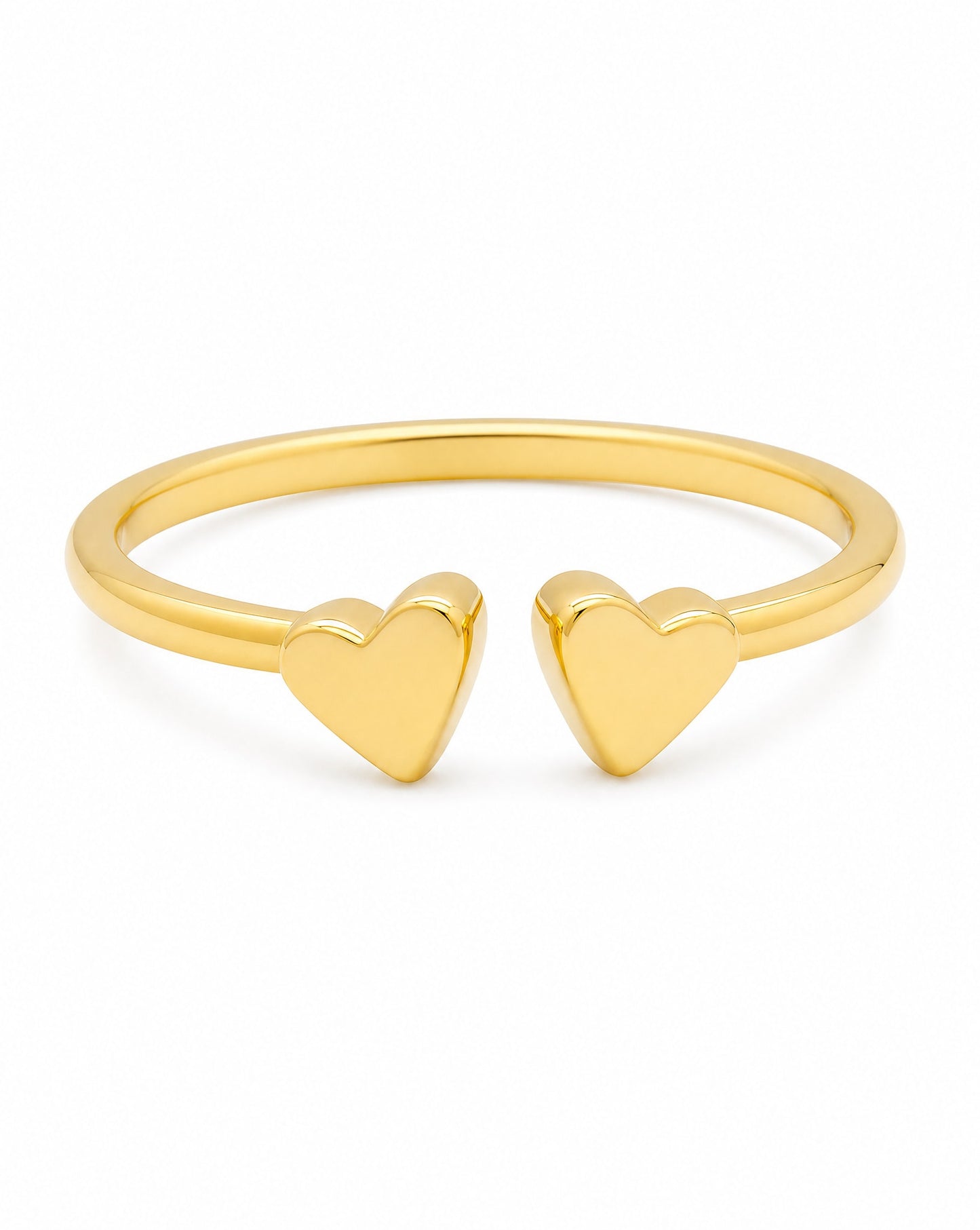 14K Yellow Gold Double Tiny Hearts Open Ring