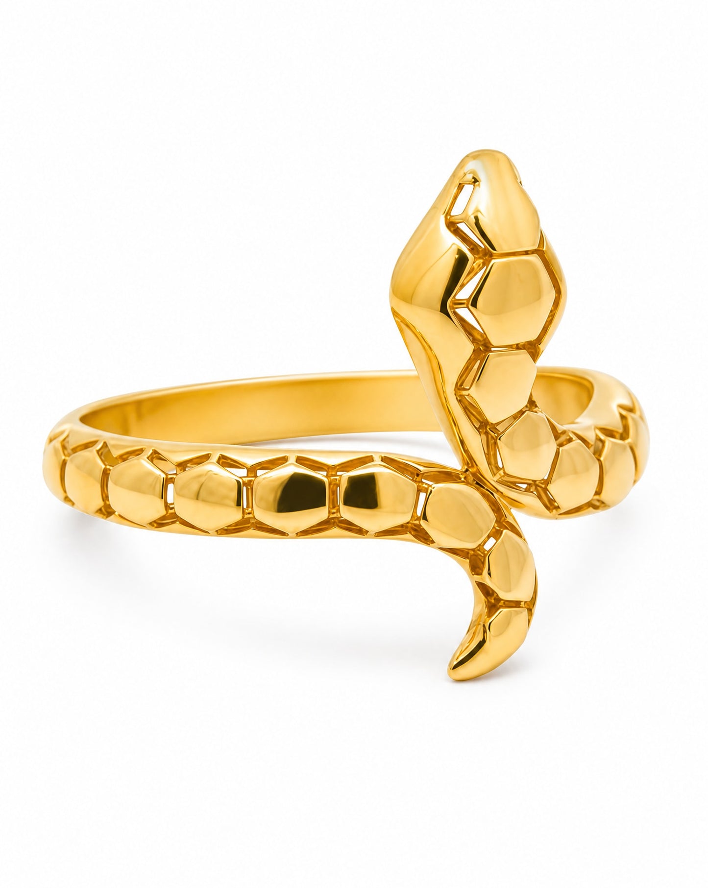 14K Yellow Gold Plain Snake Ring