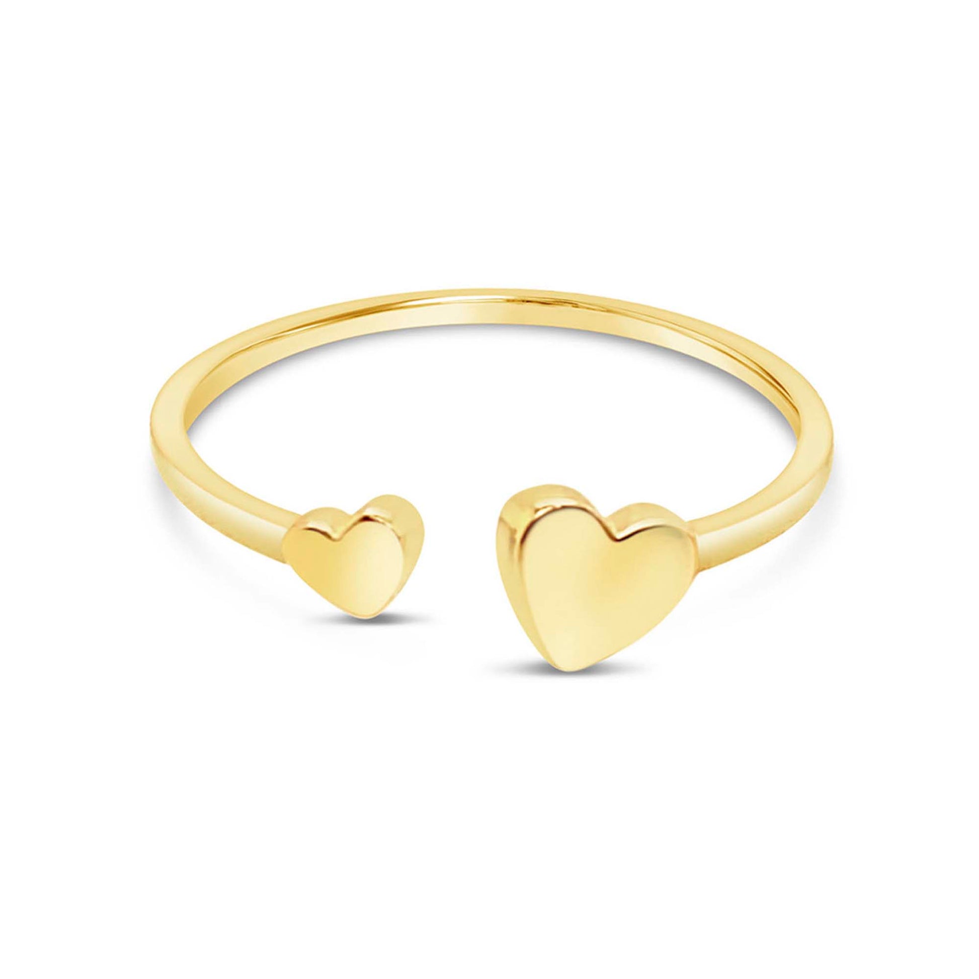 14k Yellow Gold Double Heart Open Ring