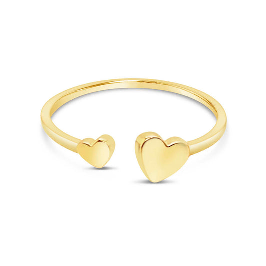 14k Yellow Gold Double Heart Open Ring