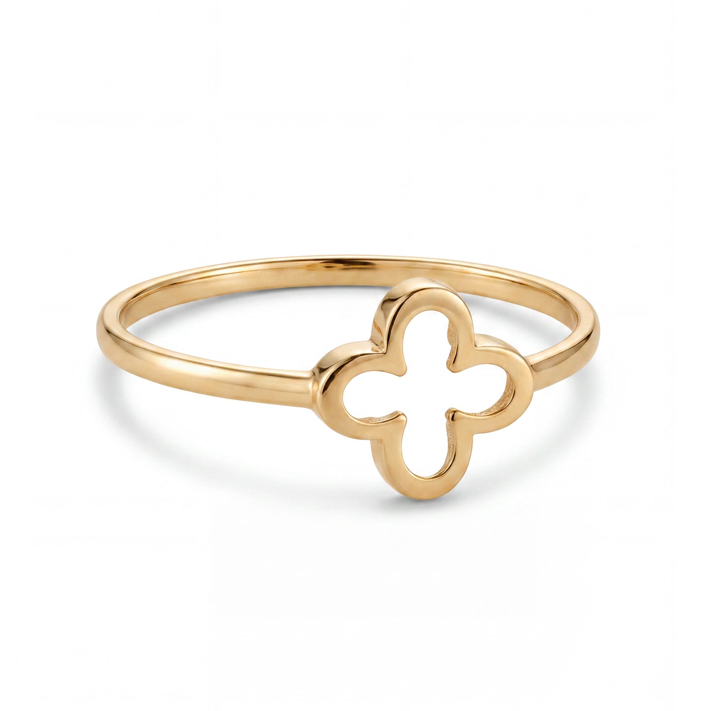 14K Yellow Gold Open Clover Shape Ring