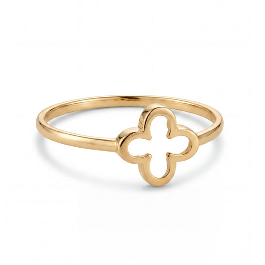 14K Yellow Gold Open Clover Shape Ring
