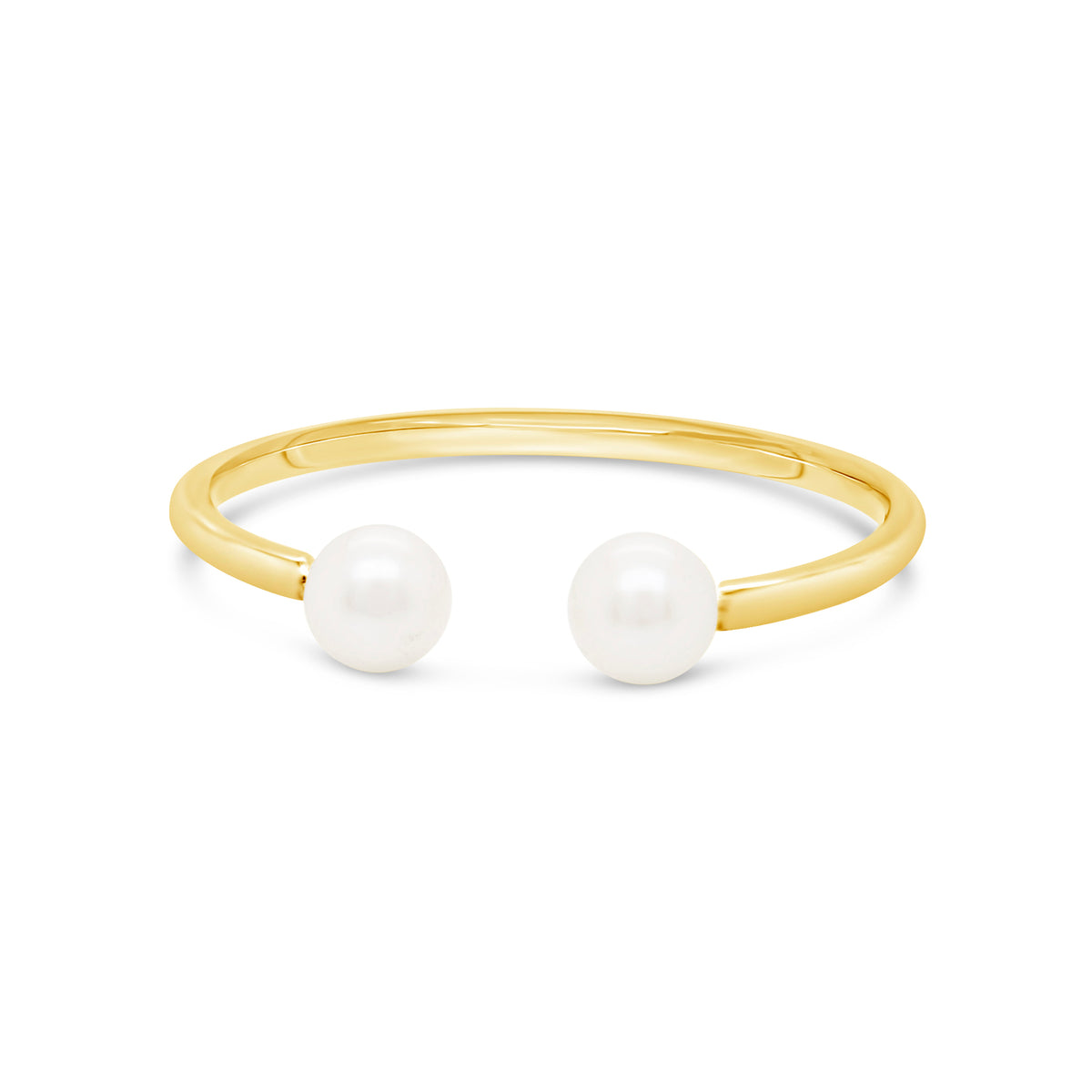 14K Yellow Gold Double Pearl Open Ring