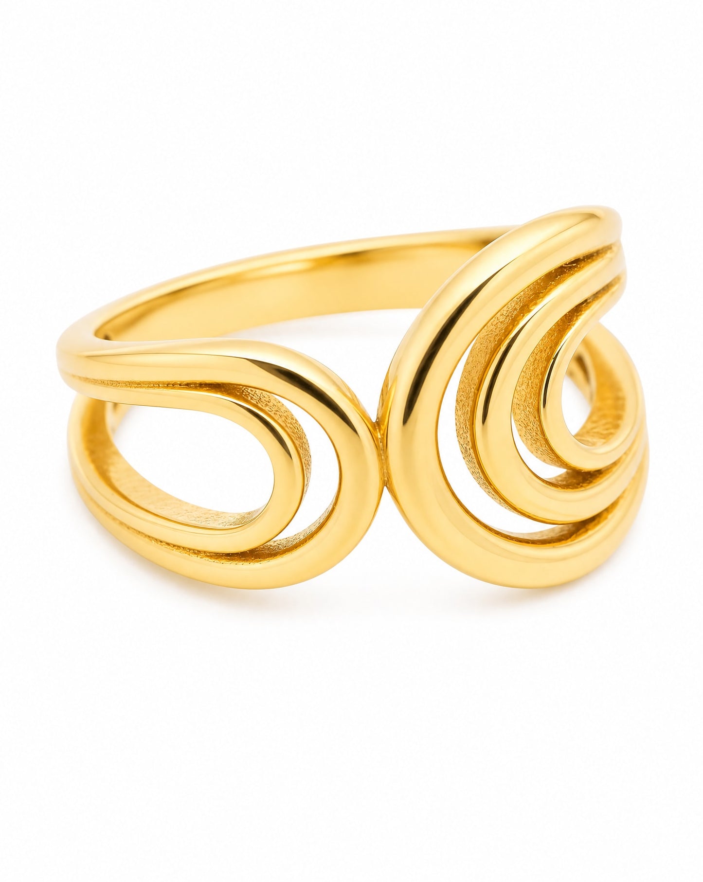 14K Yellow Gold Open Triple Cuff Ring