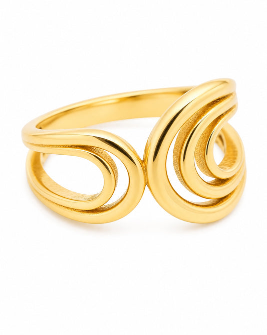 14K Yellow Gold Open Triple Cuff Ring