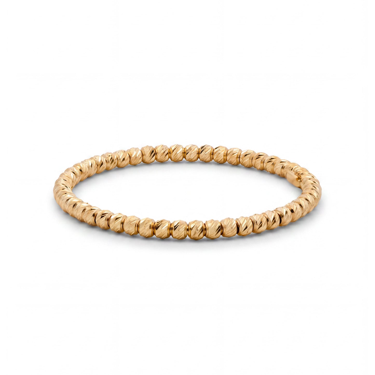 14K Yellow Gold Thin 1mm Diamond Cut Beaded Ring