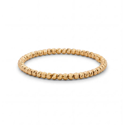 14K Yellow Gold Thin 1mm Diamond Cut Beaded Ring