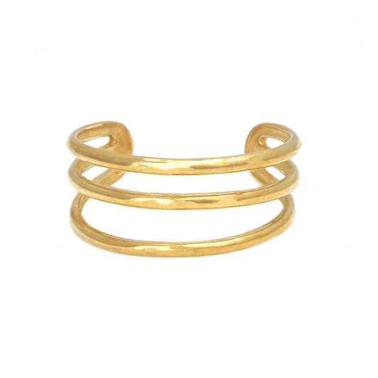 14K Yellow Gold Triple Band Open Adjustable Toe Ring