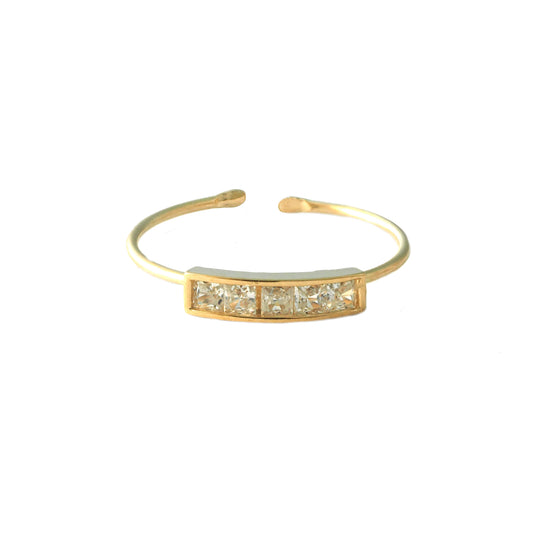 14K Yellow Gold Princess-Cut CZ Bar Toe Ring