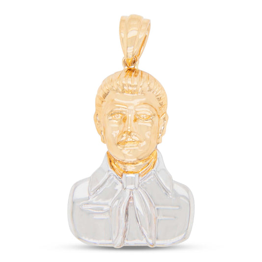 14K Two-Tones Gold Malverde Sinaloa Head Pendant