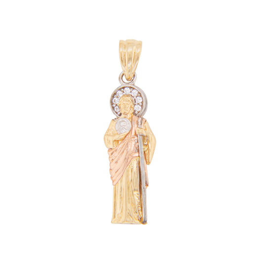 14K Tri-Color Gold Extra Small CZ San Judas Pendant