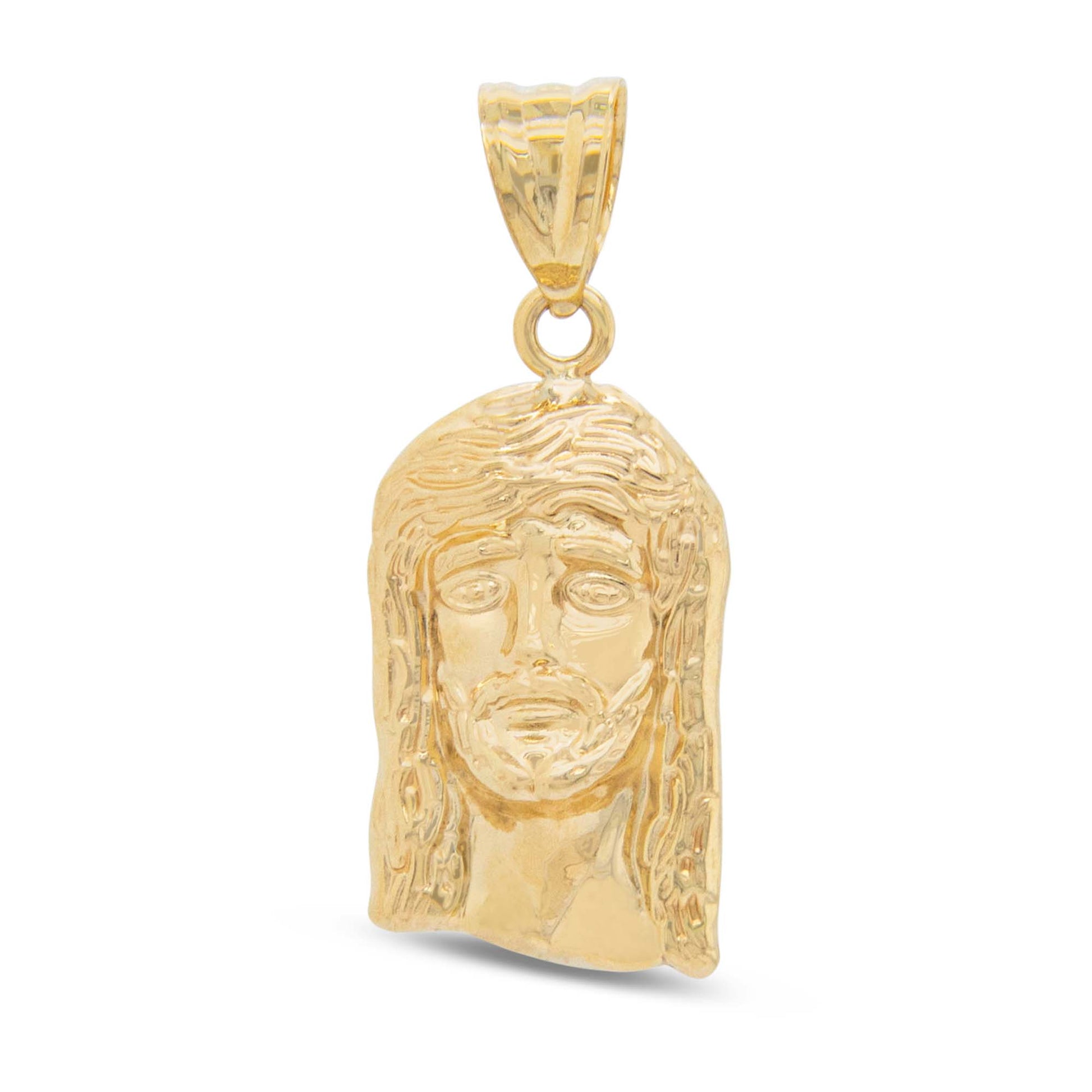 14K Yellow Gold Jesus Head Pendant