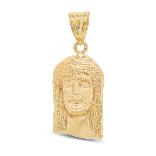 14K Yellow Gold Jesus Head Pendant