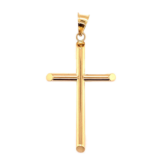 14K Yellow Gold Tube Cross Pendant