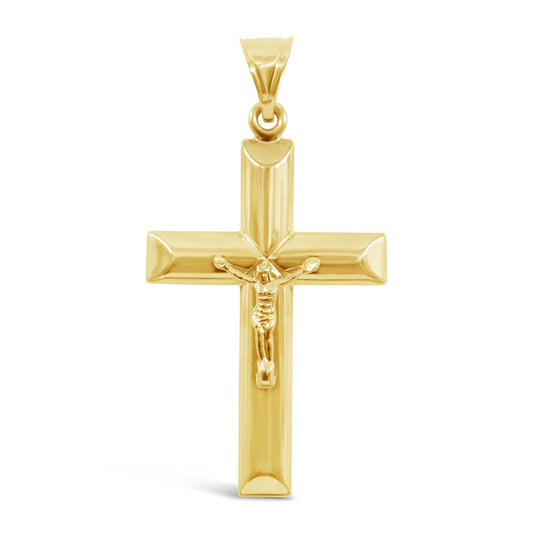 14K Yellow Gold Cross with Christ Pendant