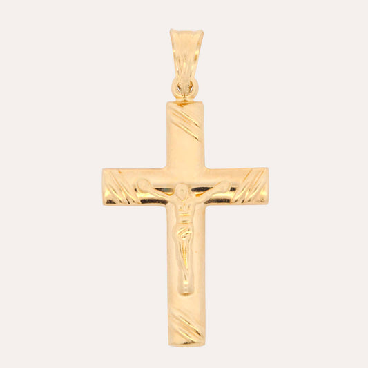14K Yellow Gold Small Cross with Christ Pendant