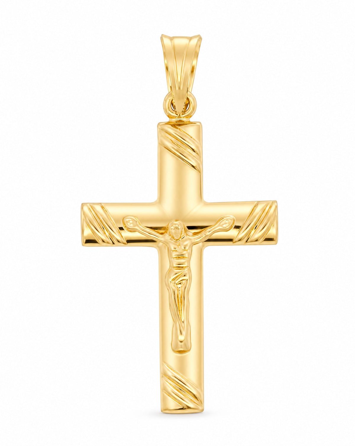 14K Yellow Gold Small Cross with Christ Pendant