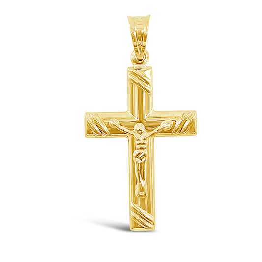 14K Yellow Gold Medium Cross with Christ Pendant