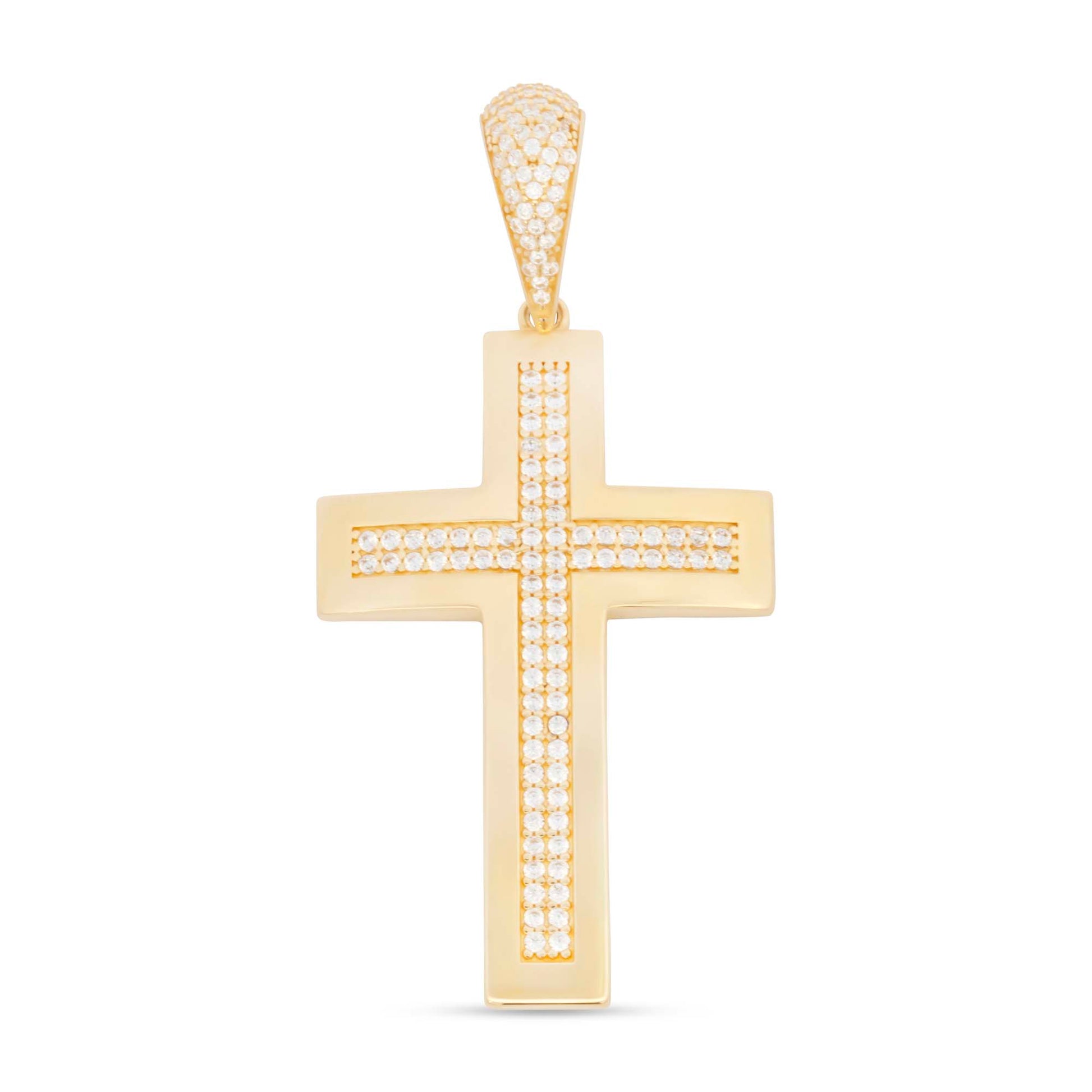 14K Yellow Gold CZ Cross Pendant