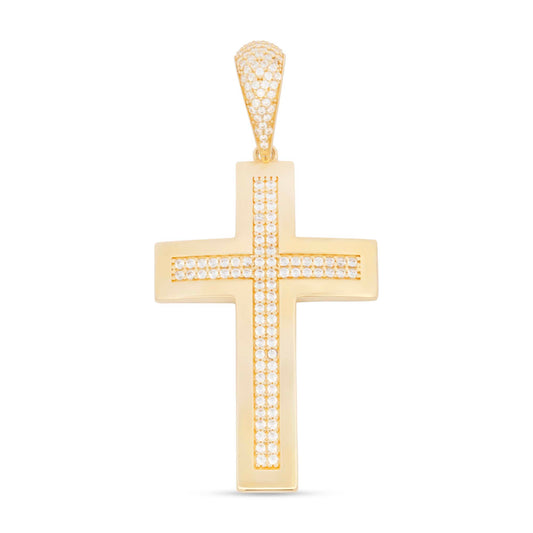 14K Yellow Gold CZ Cross Pendant