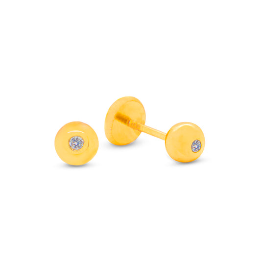 14K Yellow Gold 5MM Solitaire CZ Round Stud Screwback Earrings
