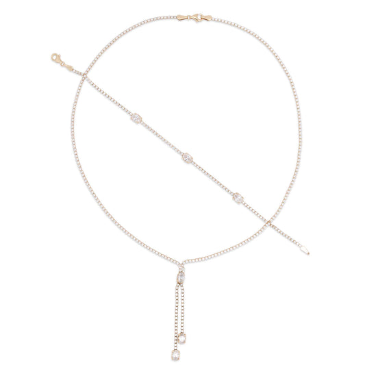 14K Yellow Gold Pave CZ Set