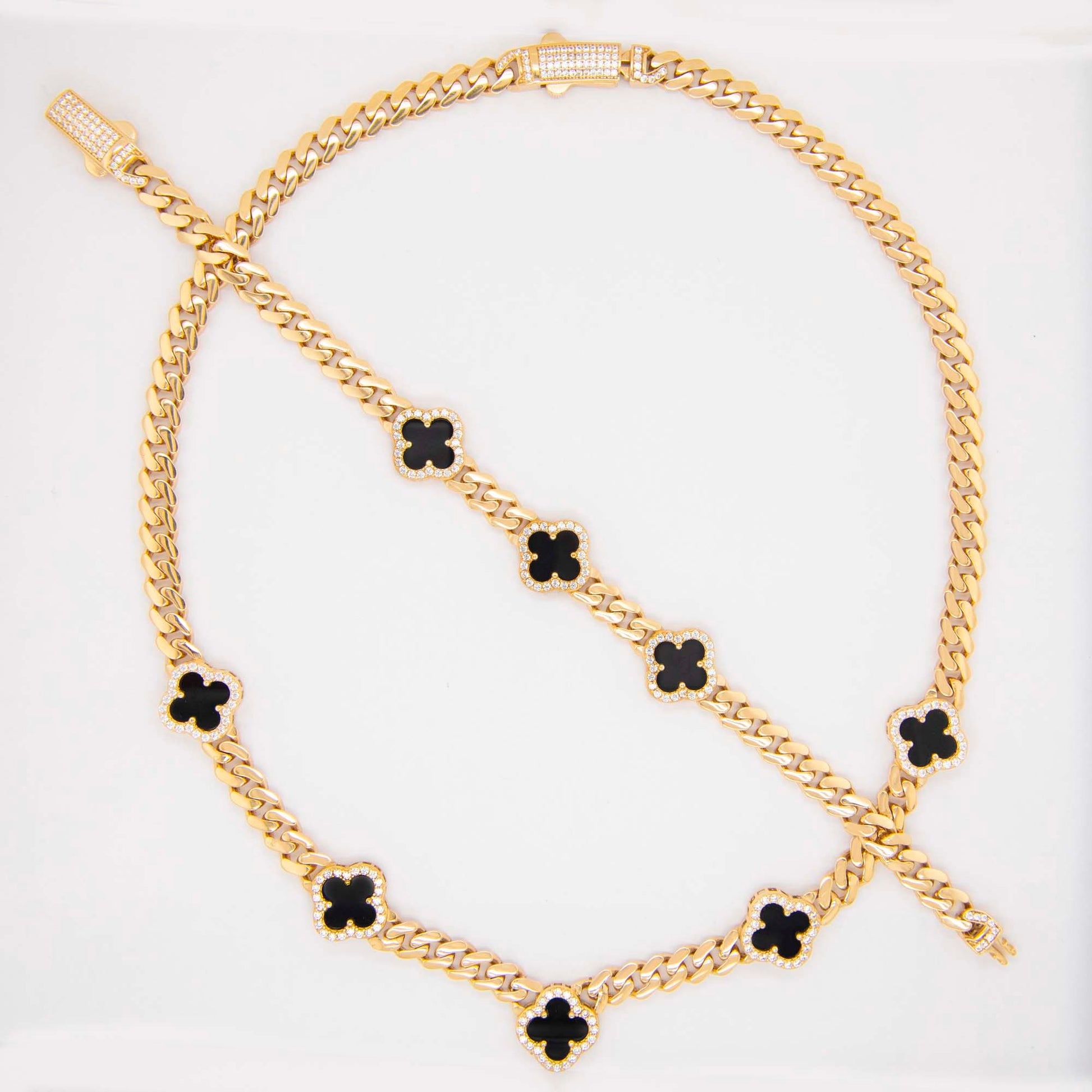 14K Yellow Gold Black Clover Station Monaco Set
