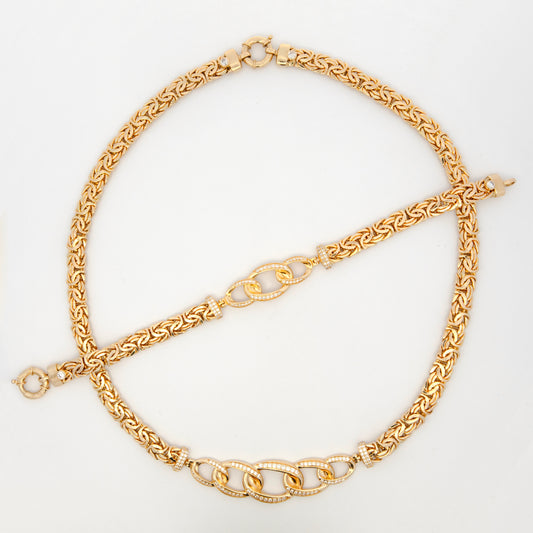 14k Yellow Gold Elongated Curb Link Set