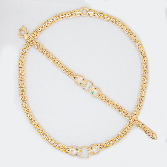 14k Yellow Gold Double Panther Head Set