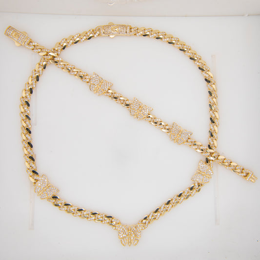 14k Yellow Gold Triple CZ Butterfly Set
