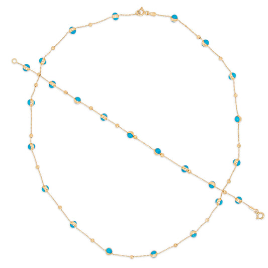 14K Yellow Gold Turquoise Beaded Station Set