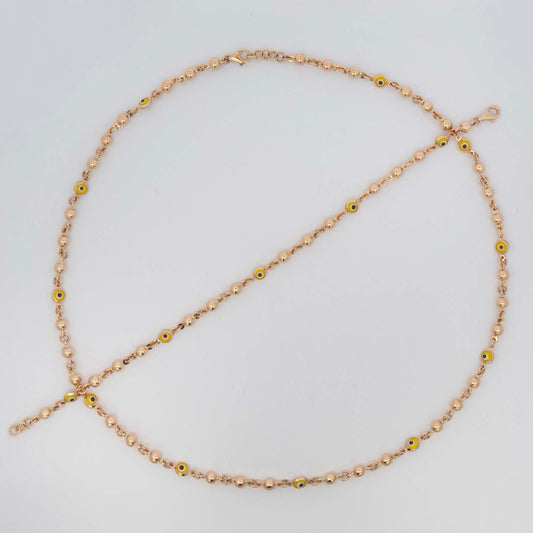 14K Yellow Gold Yellow Beaded Evil Eye Set