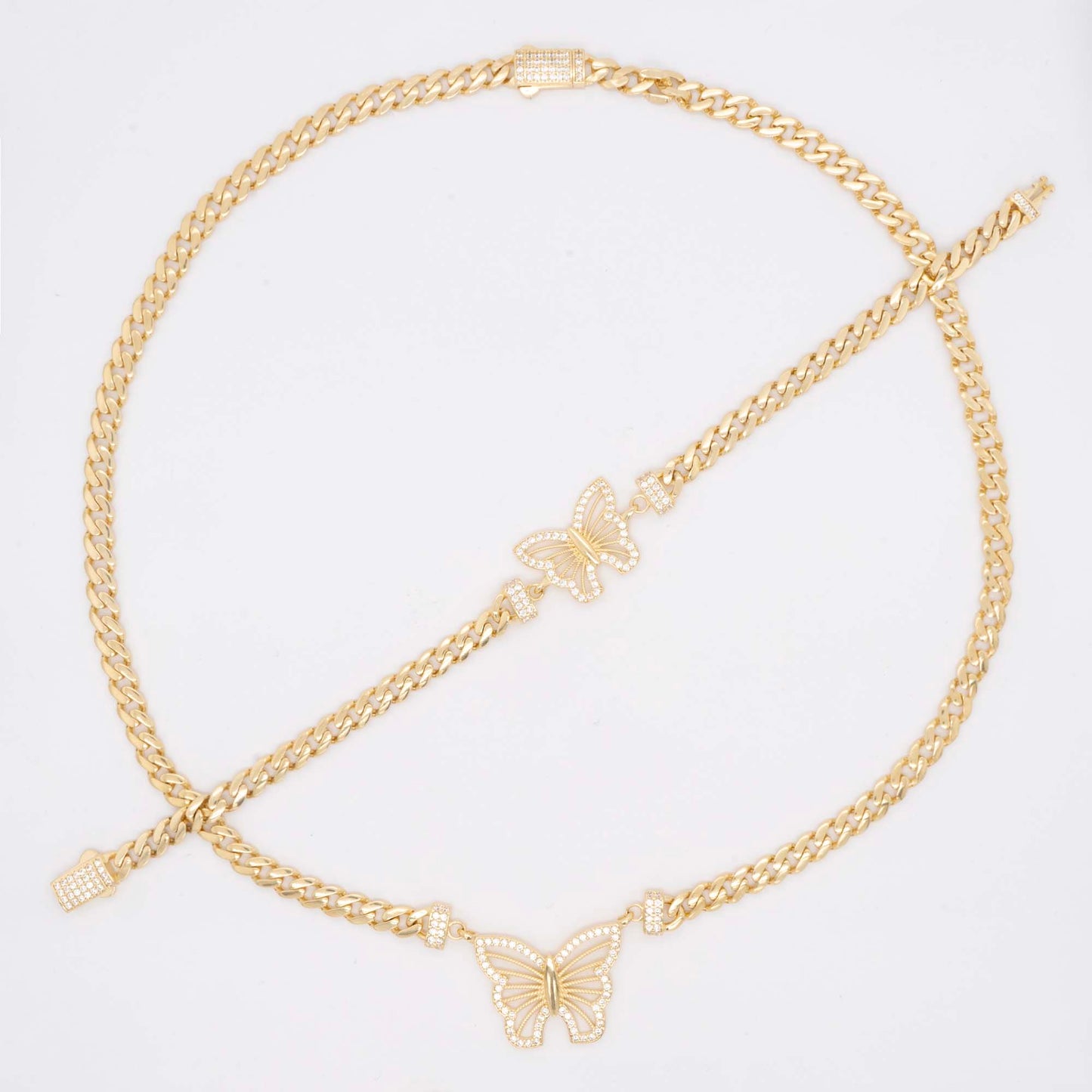 14k Yellow Gold Monaco Detailed Butterfly with CZ Accents Set
