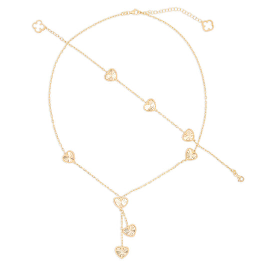 14K Yellow Gold Diamond Cut Heart Set