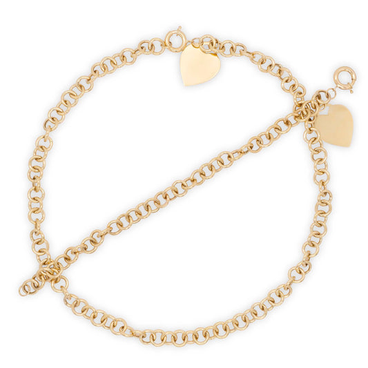 14K Yellow Gold Rolo Chain Big Heart Set