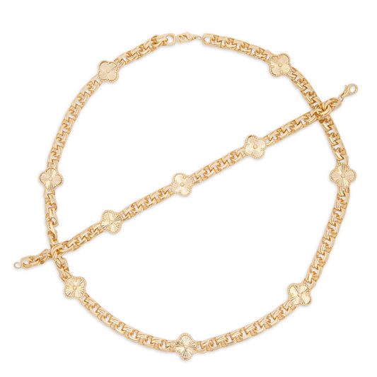 14K Yellow Gold Clover Set