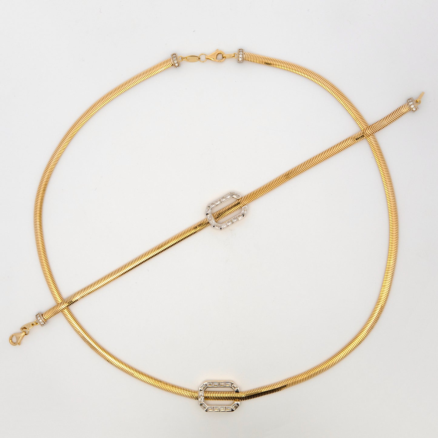 14k Two-Tones Open Rectangle Set