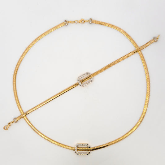 14k Two-Tones Open Rectangle Set