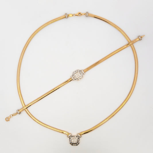 14k Two-Tones Full CZ Square Set