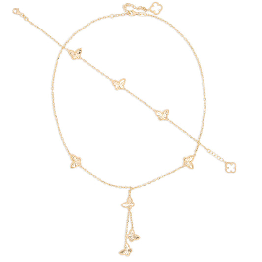 14K Yellow Gold Diamond Cut Butterfly Station Set