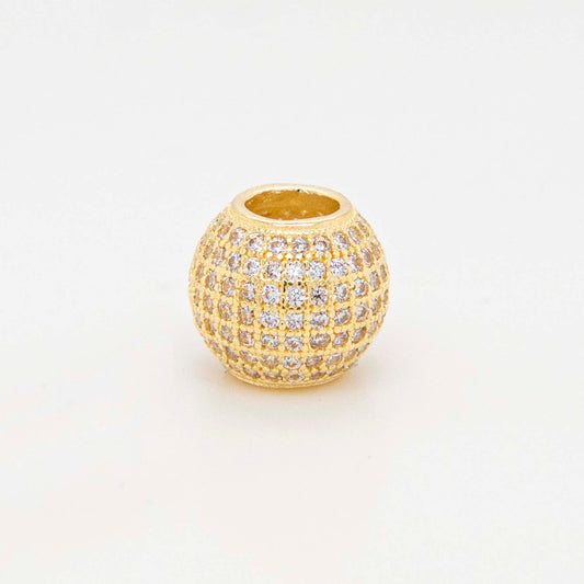 14K Yellow Gold Pave CZ Bead Slider