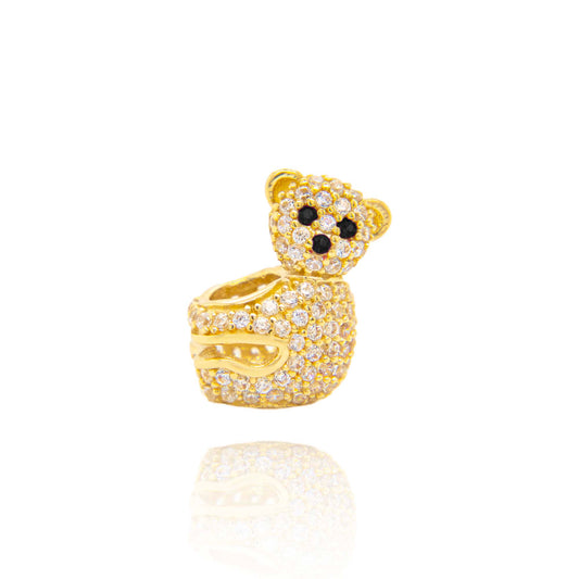 14K Yellow Gold CZ Bear Pavé Slider
