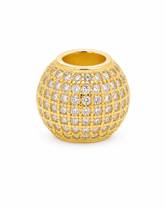 14K Yellow Gold Pave CZ Bead Slider