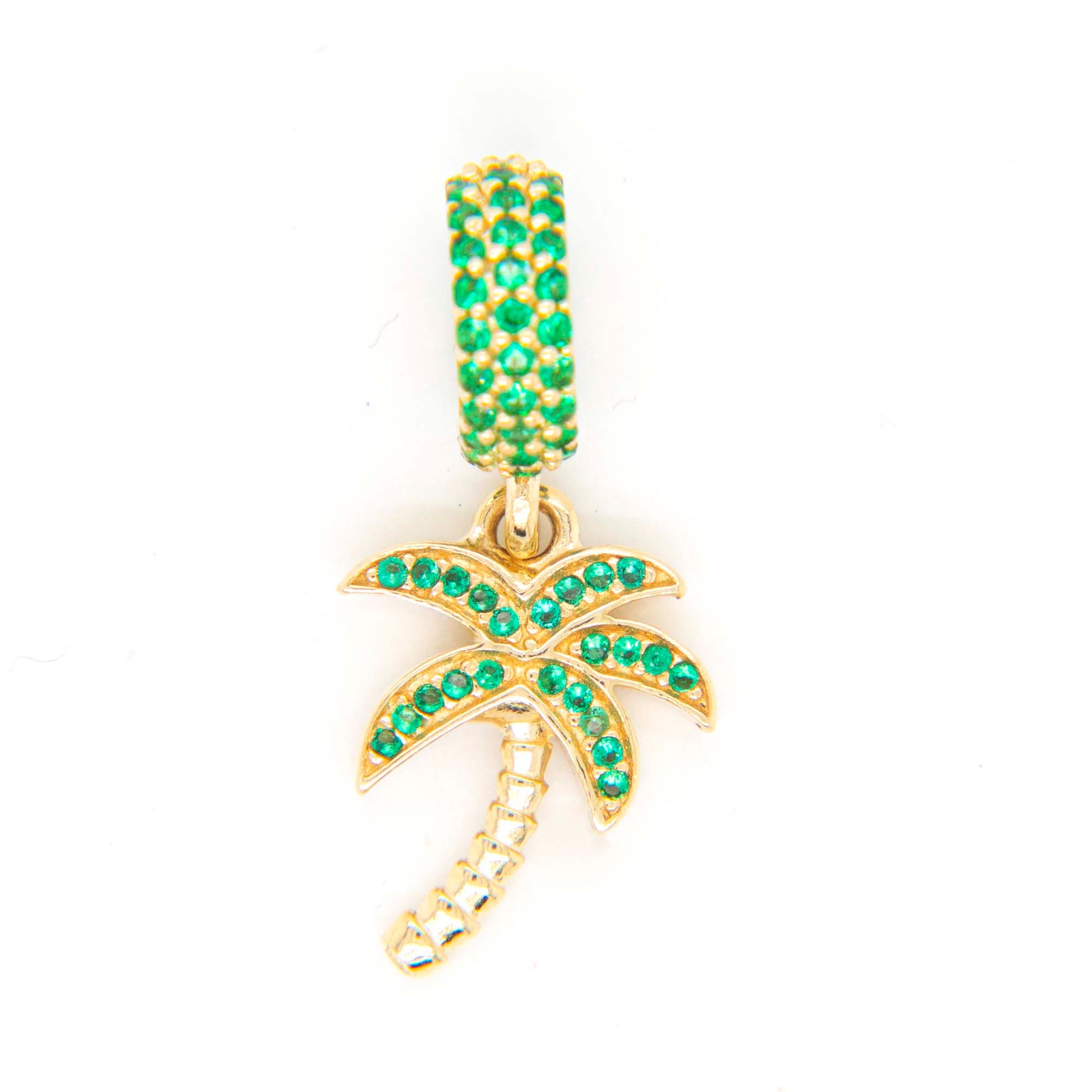 14K Yellow Gold Dangling Enamel Red Rose Charm with CZ Bail