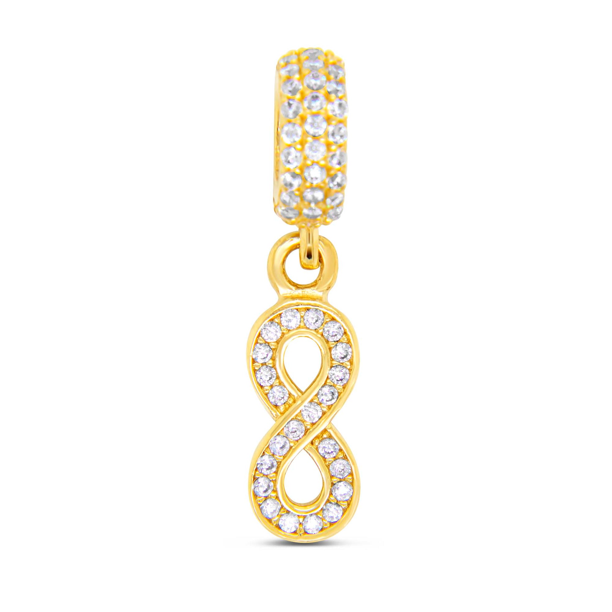 14K Yellow Gold Dangling CZ Infinity Charm