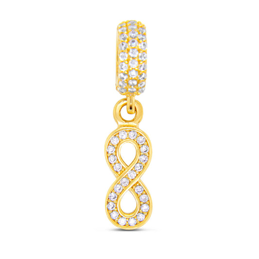 14K Yellow Gold Dangling CZ Infinity Charm