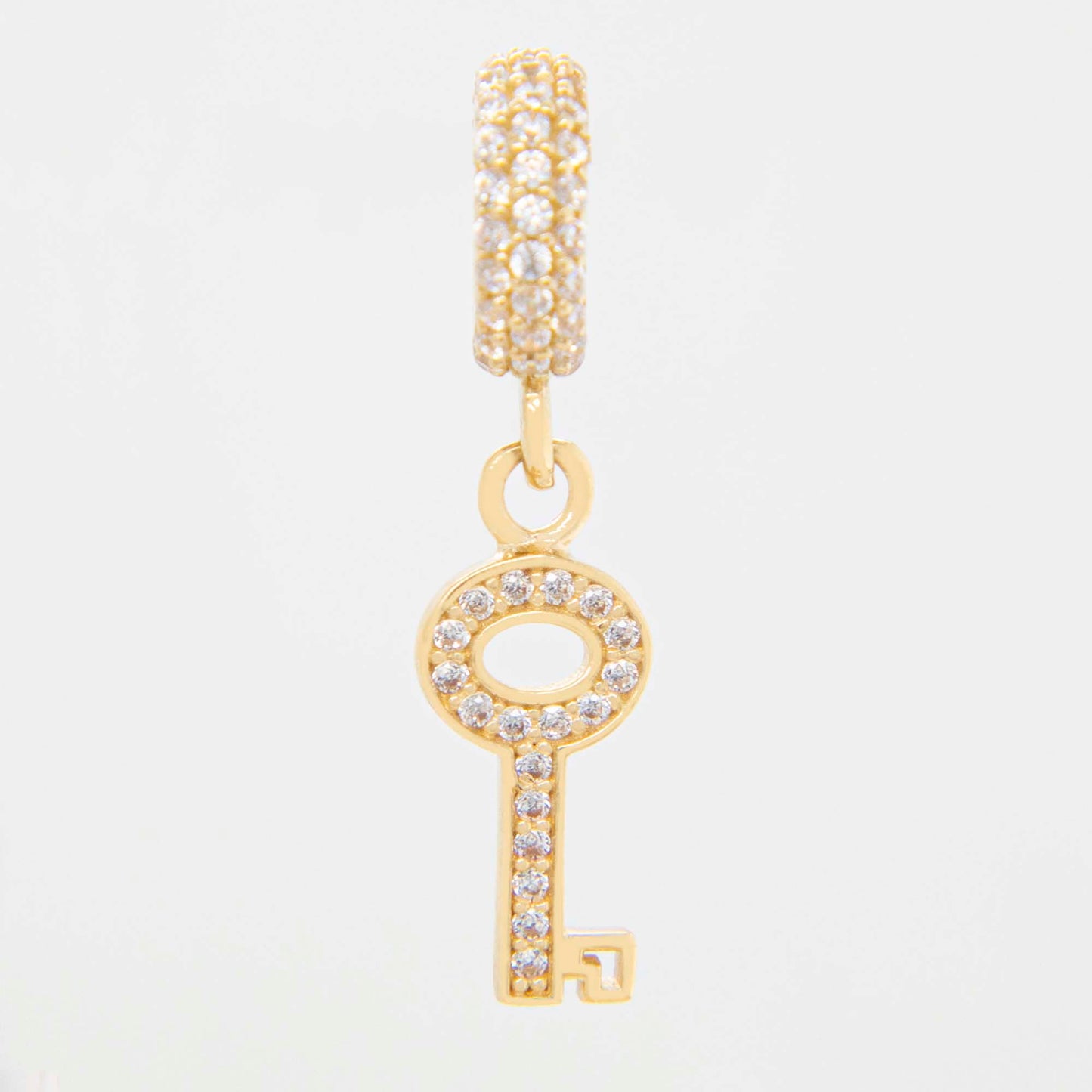14K Yellow Gold Dangling CZ Key Charm