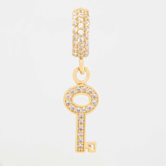 14K Yellow Gold Dangling CZ Key Charm