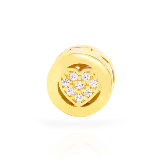 14K Yellow Gold Heart Accent CZ Slider